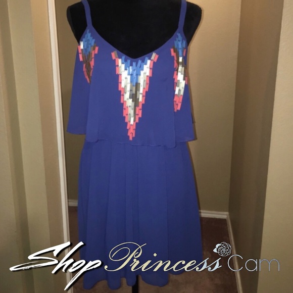 Sequin Hearts Dresses & Skirts - Sequin Hearts Cobalt Blue Chiffon Tiered Dress